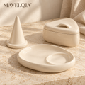 MAVELQIA™ Luneth Ceramic Jewelry Organizer Gift Set — Ring Cone, Trinket Dish and Lidded Keepsake Box