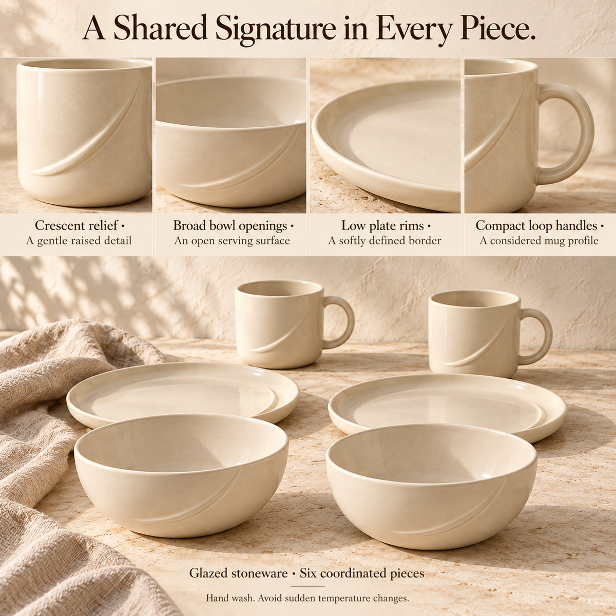 MAVELQIA™ Ovara Ceramic Breakfast Gift Set for Two — Stoneware Cereal Bowls, Side Plates and Mugs